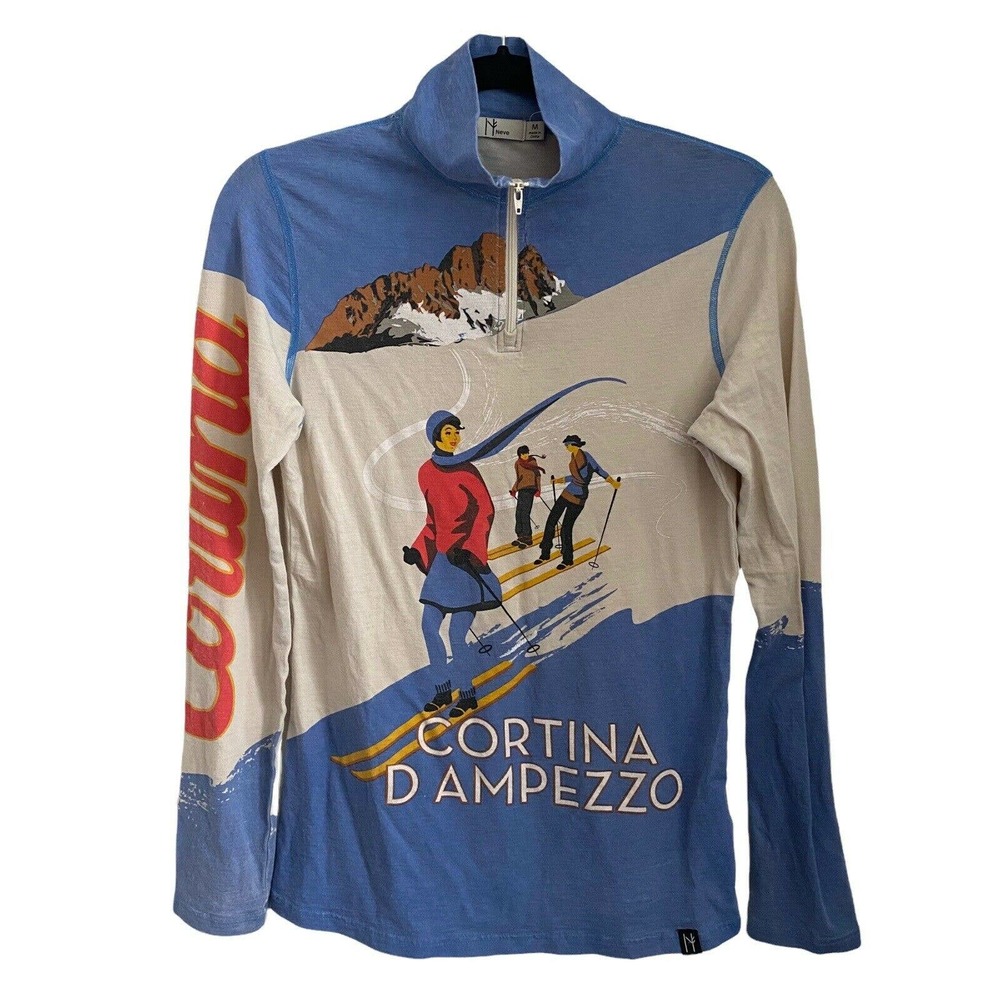Cortina D'Ampezzo Blue Graphic Ski Pullover- Neve